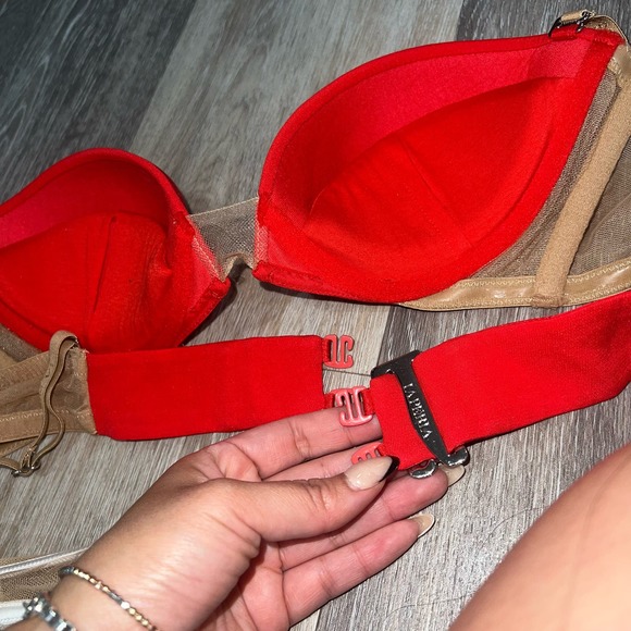 La Perla Red Mesh Pushup Bra 34 C - Picture 2 of 5